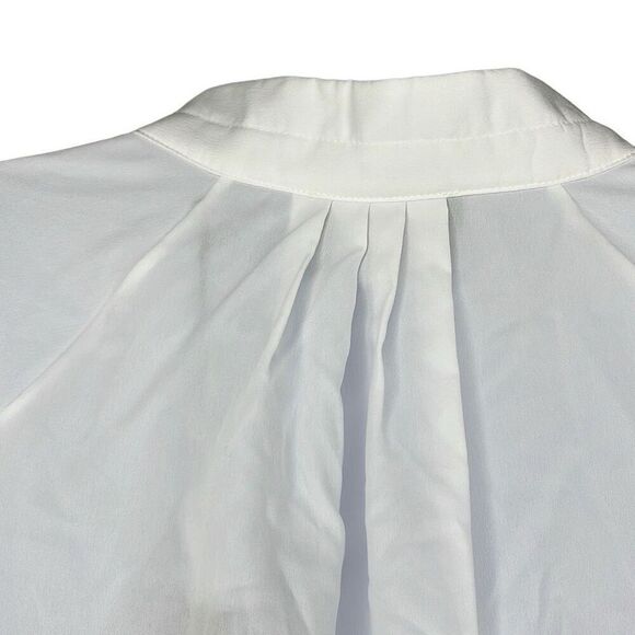 Alpha Studio M/L Button Front Blouse White Crepe Sheer Long Sleeve NWT Oversized - Picture 4 of 13